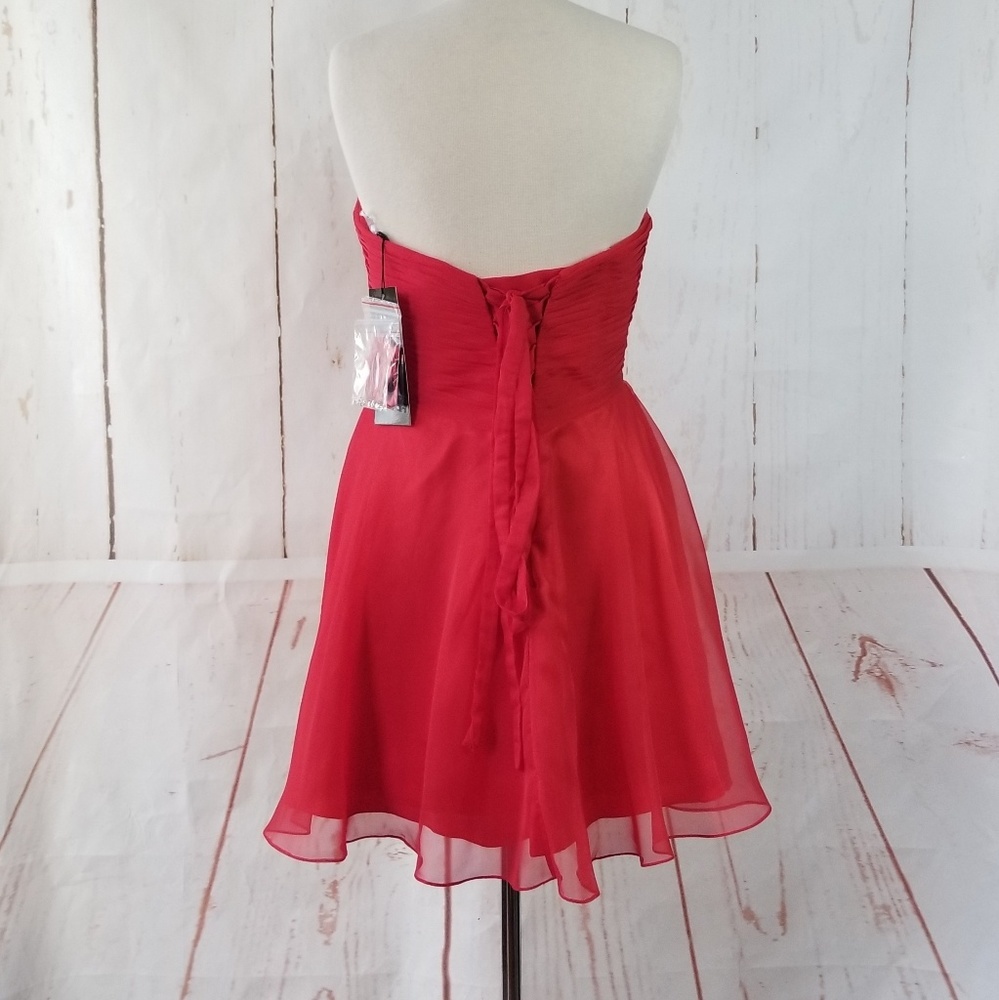 Alyce Paris Short Silky Strapless Chiffon Dress - Picture 4 of 8